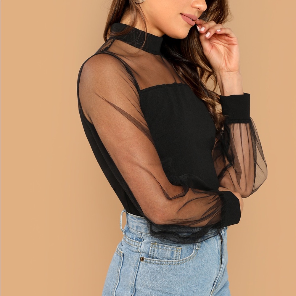 Black Sheer Blouse 🌸